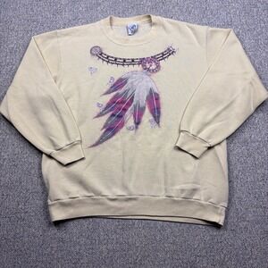 Vintage Cal Cru Dreamcatcher Sweatshirt Adult Large USA Made Native Art 90s